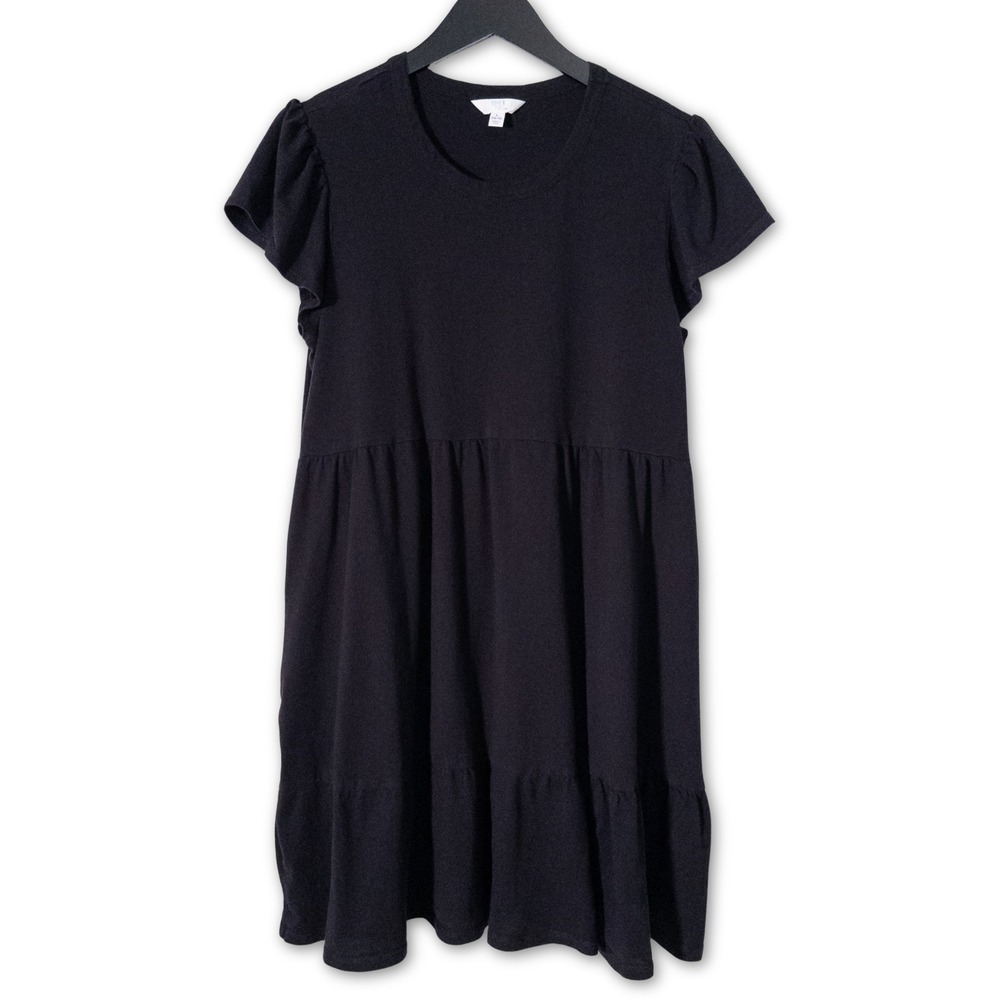 Universal Thread Womens Large Dress 100% Cotton Short‎ Sleeve Tiered Ruffle Mini
